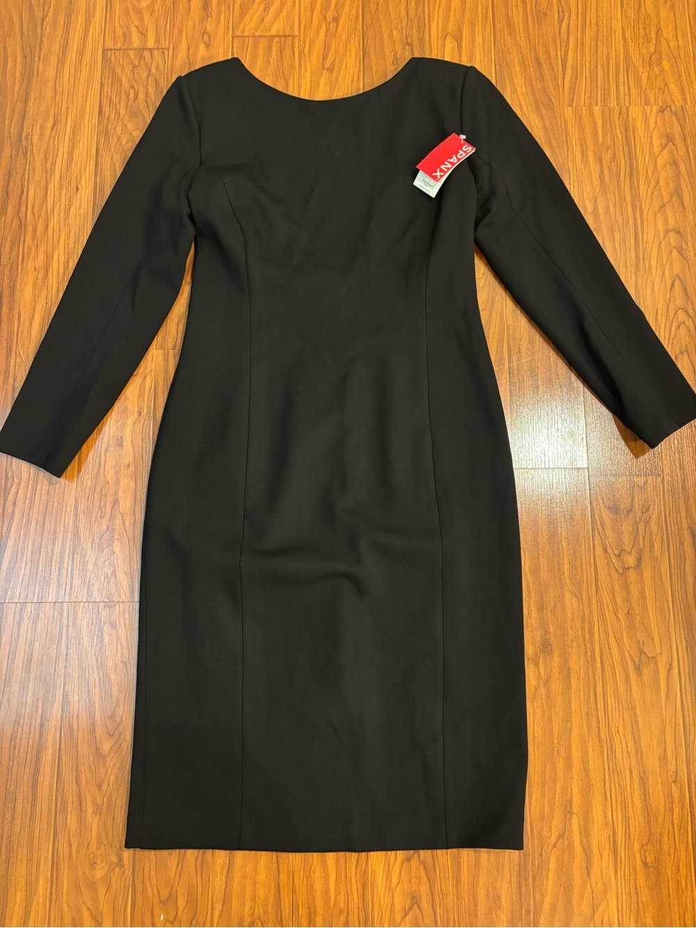 NWT SPANX Ponte Black Long Sleeve Low Back Sheath Dress Womens Large SpanxShape